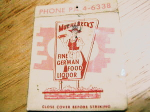 Alcona Brew Haus (Muehlbecks Bavarian Village) - Old Matchbook (newer photo)
